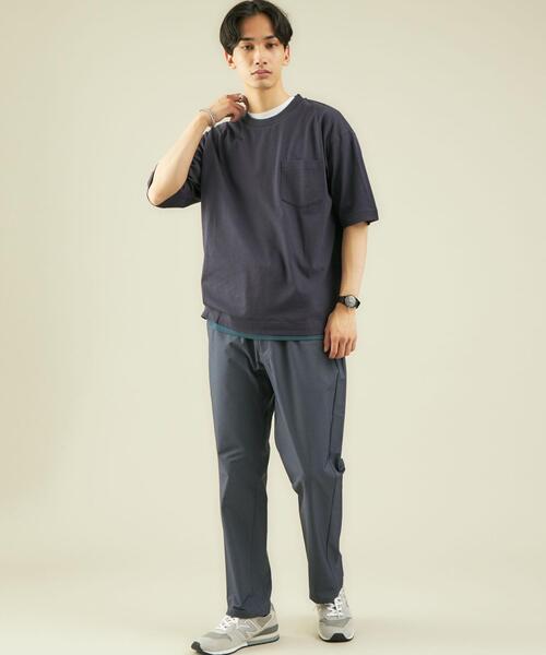 green label relaxing(グリーンレーベルリラクシング)の「OLT CSM コットン 麻 フェイクレイヤード 半袖 Tシャツ カットソー(Tシャツ/カットソー・メンズ・ネイビー/ベージュ/ライトグレー・MEDIUM/LARGE/SMALL/X-LARGE)」の8枚目の写真