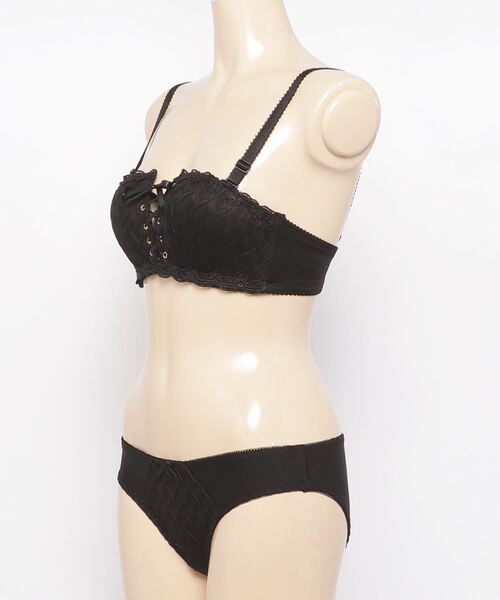 ノンワイヤー レースアップ ブラ ショーツセット