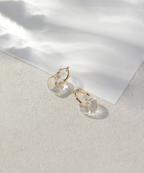 ROPE'(ロペ)の「ガラスコンビピアス(ピアス(両耳用)・レディース・ゴールド・FREE)」の1枚目の写真