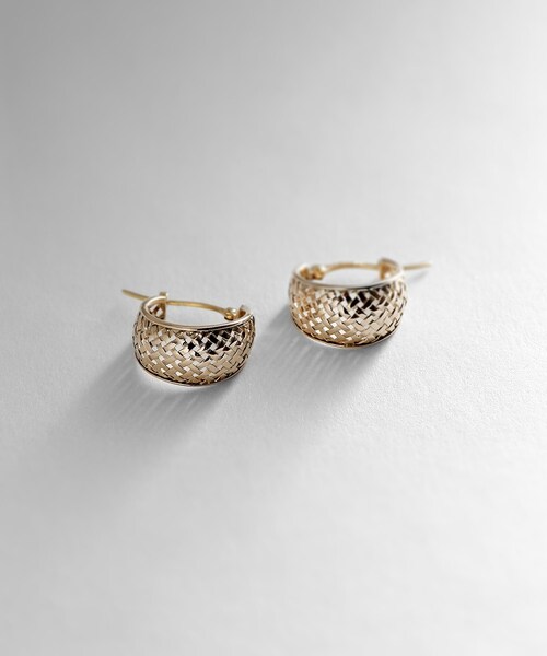 K10月形メッシュ フープピアス（ピアス（両耳用））｜COCOSHNIK
