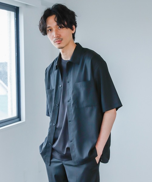 GLOBAL WORK（グローバルワーク）の「URBAN RELAXシャツ半袖(アーバンリラックスシャツ)/930705（シャツ/ブラウス・メンズ・ブラック/ネイビー/グレー系その他/ベージュ系その他・SMALL/MEDIUM/LARGE）」の2枚目の写真