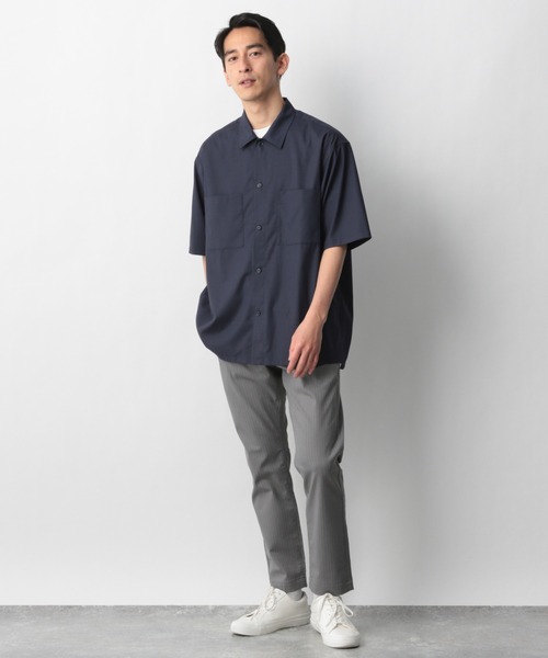 GLOBAL WORK（グローバルワーク）の「URBAN RELAXシャツ半袖(アーバンリラックスシャツ)/930705（シャツ/ブラウス・メンズ・ブラック/ネイビー/グレー系その他/ベージュ系その他・SMALL/MEDIUM/LARGE）」の6枚目の写真