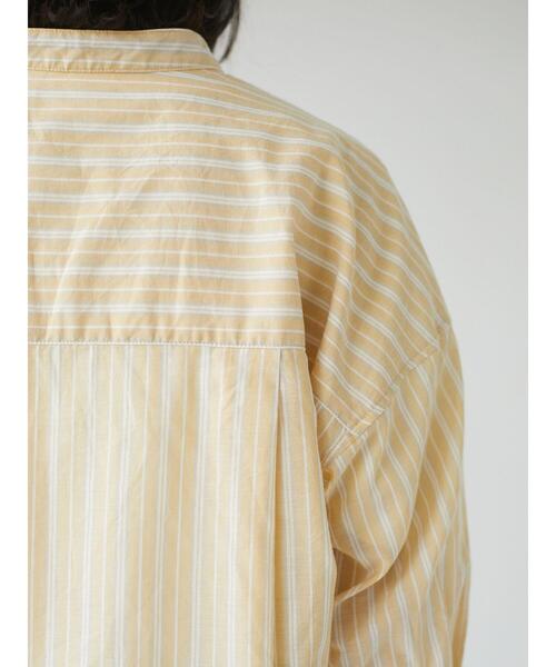 Green Parks(グリーンパークス)の「ストライプバンドカラー7分袖シャツ*(シャツ/ブラウス・レディース・サックスブルー/グリーン/イエロー・FREE)」の13枚目の写真
