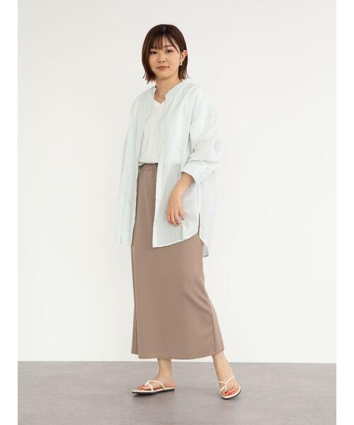 Green Parks(グリーンパークス)の「ストライプバンドカラー7分袖シャツ*(シャツ/ブラウス・レディース・サックスブルー/グリーン/イエロー・FREE)」の17枚目の写真