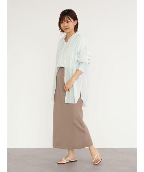 Green Parks(グリーンパークス)の「ストライプバンドカラー7分袖シャツ*(シャツ/ブラウス・レディース・サックスブルー/グリーン/イエロー・FREE)」の18枚目の写真