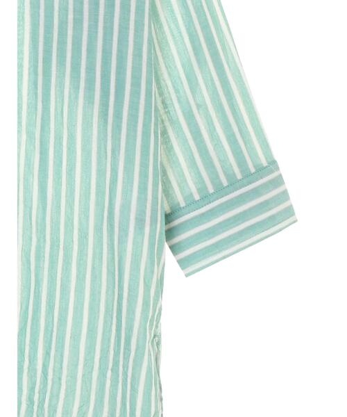 Green Parks(グリーンパークス)の「ストライプバンドカラー7分袖シャツ*(シャツ/ブラウス・レディース・サックスブルー/グリーン/イエロー・FREE)」の22枚目の写真