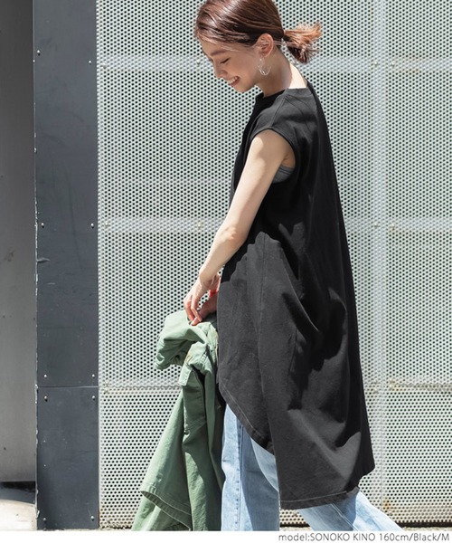 coca(coca)(コカ)の「アシンメトリーヘムノースリワンピ(Tシャツ/カットソー・レディース・ホワイト/ブラック・M/L)」の14枚目の写真
