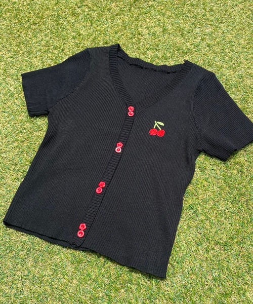 WC（ダブル シー）の「チェリー半袖フェイクカーディガン（カーディガン/ボレロ・レディース・ホワイト/ブラック・FREE）」の14枚目の写真