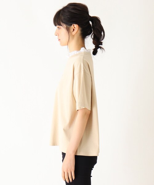 Cutie Blonde（キューティーブロンド）の「◆【S-L】襟レースTシャツ（Tシャツ/カットソー・レディース・チャコールグレー/ライトブルー/ベージュ/ワインレッド・01/02/03）」の7枚目の写真