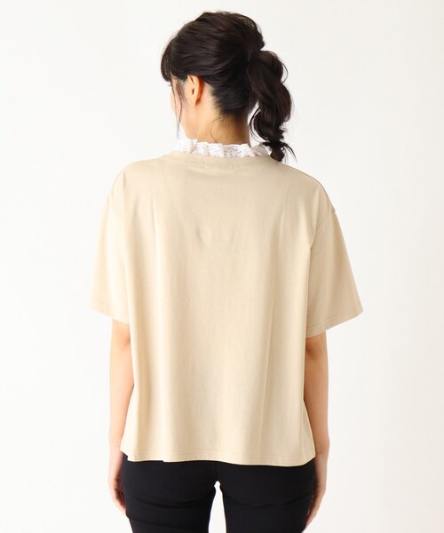 Cutie Blonde（キューティーブロンド）の「◆【S-L】襟レースTシャツ（Tシャツ/カットソー・レディース・チャコールグレー/ライトブルー/ベージュ/ワインレッド・01/02/03）」の8枚目の写真