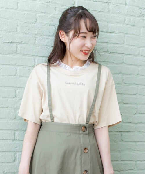 Cutie Blonde（キューティーブロンド）の「◆【S-L】襟レースTシャツ（Tシャツ/カットソー・レディース・チャコールグレー/ライトブルー/ベージュ/ワインレッド・01/02/03）」の14枚目の写真