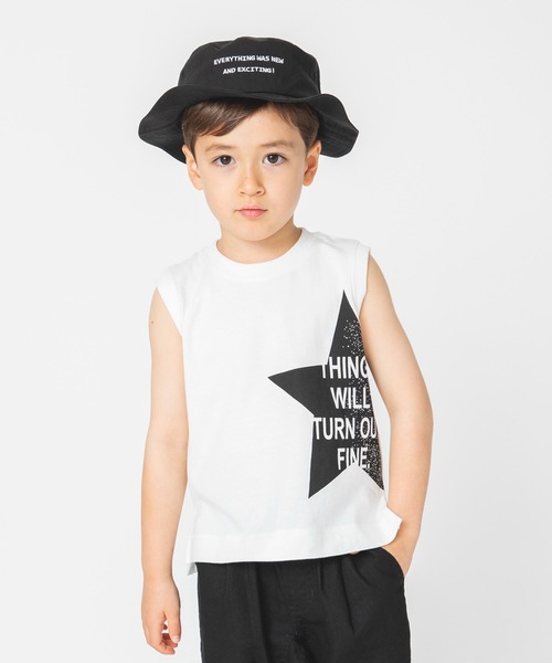 BRANSHES(ブランシェス)の「星グラフィックタンクトップ(タンクトップ・キッズ・ブラック/オフホワイト・140cm/150cm/100cm/110cm/120cm/130cm/90cm)」の1枚目の写真