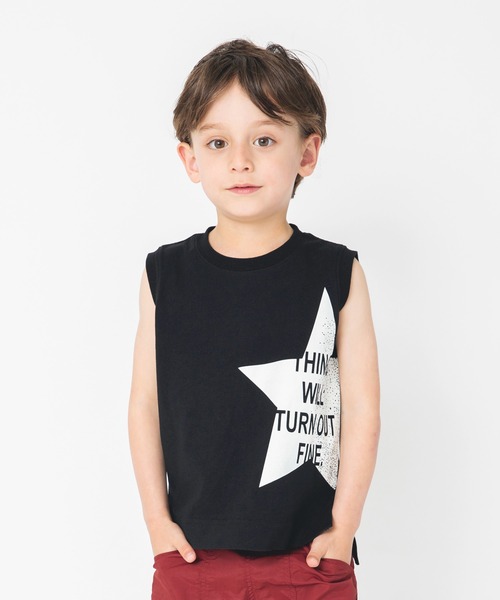 BRANSHES(ブランシェス)の「星グラフィックタンクトップ(タンクトップ・キッズ・ブラック/オフホワイト・140cm/150cm/100cm/110cm/120cm/130cm/90cm)」の2枚目の写真