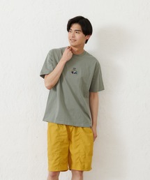【OUTDOOR PRODUCTS】USAコットン ヘビーウェイトワンポイントCAMPモチーフ刺繍Tシャツ