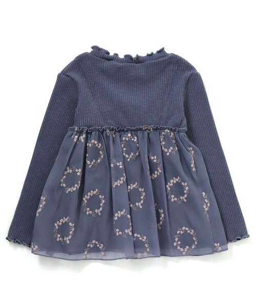 apres les cours（アプレレクール）の「サークルリーフ刺繍チュニック（チュニック・キッズ・ネイビー/ベージュ・140/130/100/90/110/80/120）」の6枚目の写真