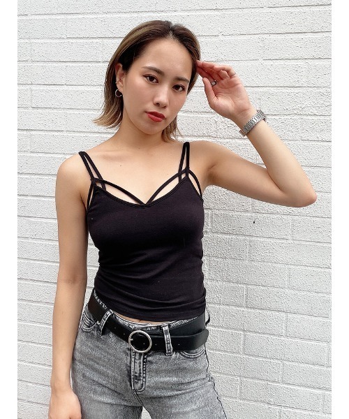 ENVYM（アンビー）の「ナローバインダーキャミ（キャミソール・レディース・ブラック/ホワイト・FREE）」の2枚目の写真