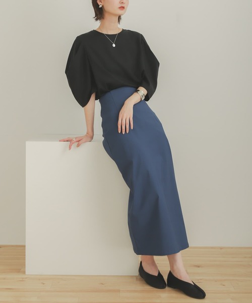 SENSE OF PLACE by URBAN RESEARCH（センスオブプレイスバイアーバンリサーチ）の「『TALLサイズあり』ストレッチサスツキハイウエストスカート（スカート・レディース・ブラウン/アイボリー/ブラック/ブルー/ベージュ・X-SMALL/SMALL/MEDIUM/TALL）」の5枚目の写真