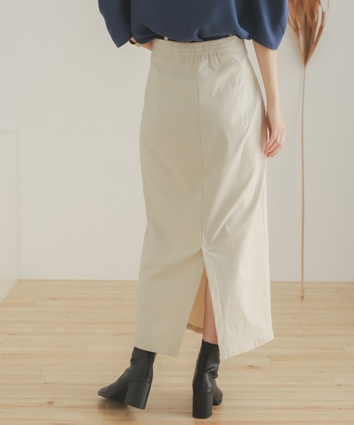 SENSE OF PLACE by URBAN RESEARCH（センスオブプレイスバイアーバンリサーチ）の「『TALLサイズあり』ストレッチサスツキハイウエストスカート（スカート・レディース・ブラウン/アイボリー/ブラック/ブルー/ベージュ・X-SMALL/SMALL/MEDIUM/TALL）」の6枚目の写真