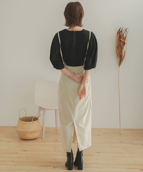 SENSE OF PLACE by URBAN RESEARCH（センスオブプレイスバイアーバンリサーチ）の「『TALLサイズあり』ストレッチサスツキハイウエストスカート（スカート・レディース・ブラウン/アイボリー/ブラック/ブルー/ベージュ・X-SMALL/SMALL/MEDIUM/TALL）」の14枚目の写真