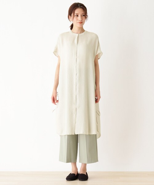 SHOO・LA・RUE(シューラルー)の「◆バンドカラースリットシャツワンピース(ワンピース・レディース・ブラック/ダークグリーン/アイボリー/ブラウン系その他2・00)」の7枚目の写真