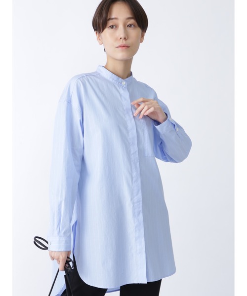 human woman（ヒューマンウーマン）の「◆１００／２ブロードシャツブラウス（シャツ/ブラウス・レディース・ホワイト/ブルー系その他3・MEDIUM）」の2枚目の写真