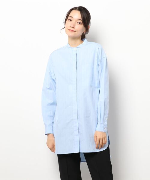 human woman（ヒューマンウーマン）の「◆１００／２ブロードシャツブラウス（シャツ/ブラウス・レディース・ホワイト/ブルー系その他3・MEDIUM）」の20枚目の写真