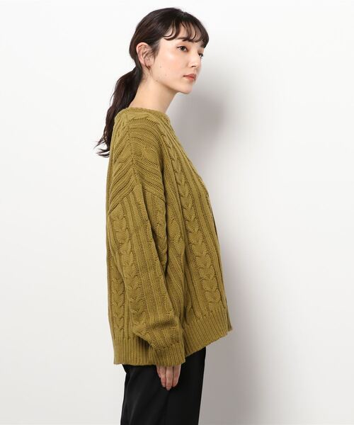 feepur（フェピュール）の「《ウォッシャブル》ケーブルニットビッグプルオーバー（ニット/セーター・レディース・杢グレー/グリーン系その他/ブラック/オフホワイト・MEDIUM）」の15枚目の写真