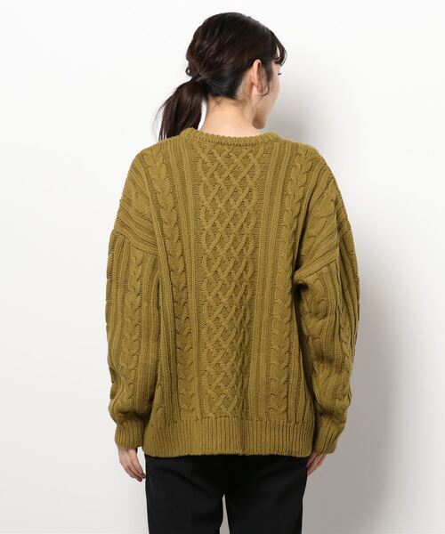 feepur（フェピュール）の「《ウォッシャブル》ケーブルニットビッグプルオーバー（ニット/セーター・レディース・杢グレー/グリーン系その他/ブラック/オフホワイト・MEDIUM）」の13枚目の写真