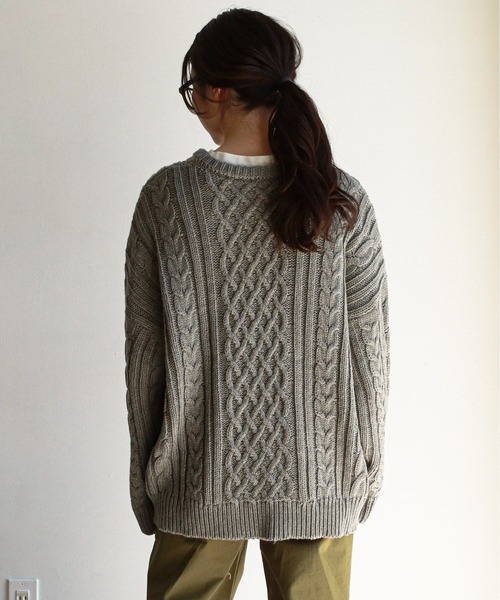 feepur（フェピュール）の「《ウォッシャブル》ケーブルニットビッグプルオーバー（ニット/セーター・レディース・杢グレー/グリーン系その他/ブラック/オフホワイト・MEDIUM）」の19枚目の写真