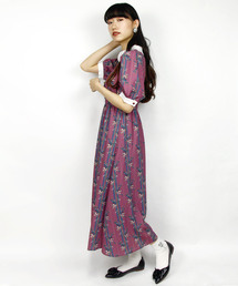 ブランド古着 Hamble By Par Avion ハンブルバイパラビオンのシャツワンピース パープル 紫色系 花柄 ボタニカル柄 古着通販 Zozoused