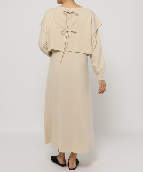 mysty woman（ミスティウーマン）の「ツインベスト・ニットワンピース 237321（ワンピース・レディース・ブラウン/オフホワイト/グリーン系その他・FREE）」の2枚目の写真