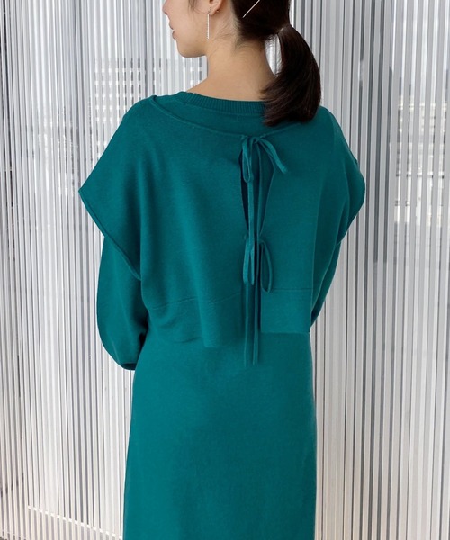 mysty woman（ミスティウーマン）の「ツインベスト・ニットワンピース 237321（ワンピース・レディース・ブラウン/オフホワイト/グリーン系その他・FREE）」の15枚目の写真