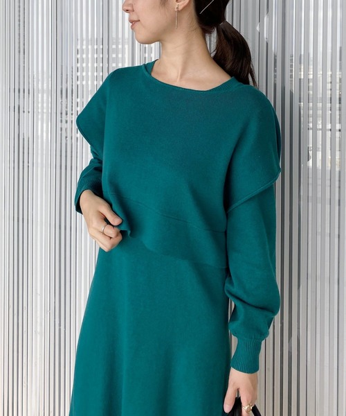 mysty woman（ミスティウーマン）の「ツインベスト・ニットワンピース 237321（ワンピース・レディース・ブラウン/オフホワイト/グリーン系その他・FREE）」の22枚目の写真