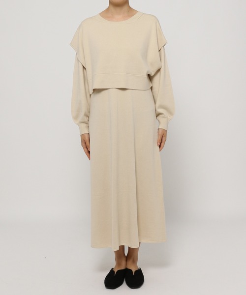 mysty woman（ミスティウーマン）の「ツインベスト・ニットワンピース 237321（ワンピース・レディース・ブラウン/オフホワイト/グリーン系その他・FREE）」の19枚目の写真