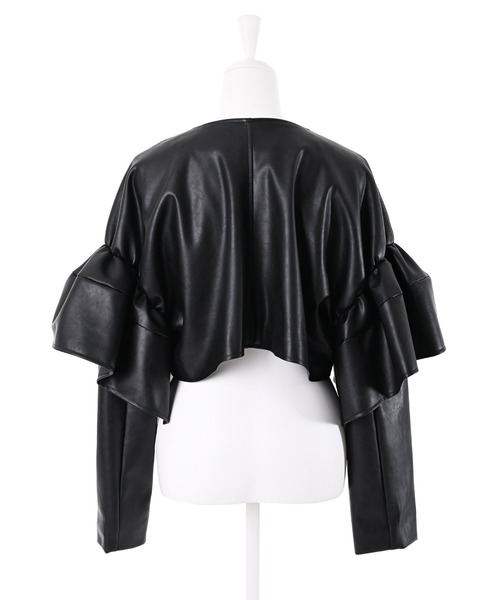 Narcissus(ナルシス)の「【SINN】Narcissusオリジナル レザーフリルジャケット(ノーカラージャケット・レディース・ホワイト/ブラック・FREE)」の10枚目の写真