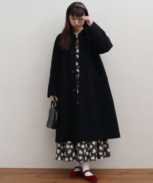 fig Ｌondon（フィグロンドン）の「エアリアルパイル　sten CO（ステンカラーコート・レディース・ブラック/レッド/グリーン・FREE）」の22枚目の写真