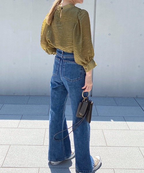 StyleSea(スタイルシー)の「スタンドカラーボリュームスリーブブラウス(シャツ/ブラウス・レディース・ブラック/オリーブ/キャメル・FREE)」の20枚目の写真