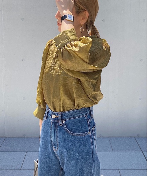 StyleSea(スタイルシー)の「スタンドカラーボリュームスリーブブラウス(シャツ/ブラウス・レディース・ブラック/オリーブ/キャメル・FREE)」の17枚目の写真