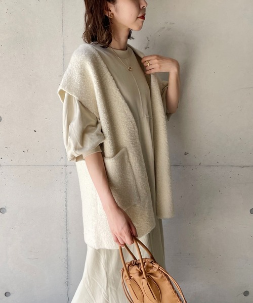 CAPRICIEUX LE'MAGE（カプリシューレマージュ）の「Wフェイス圧縮ウールベスト（ベスト・レディース・チャコールグレー/オフホワイト・FREE）」の19枚目の写真