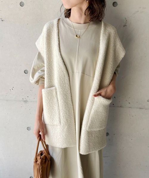 CAPRICIEUX LE'MAGE（カプリシューレマージュ）の「Wフェイス圧縮ウールベスト（ベスト・レディース・チャコールグレー/オフホワイト・FREE）」の20枚目の写真