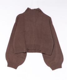 ニットダメージハイネックショートプルオーバー