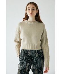 MOUSSY | WAFFLE SLEEVE SHORT ニット(ニット/セーター)