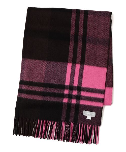 Joshua Ellis:カシミヤブラックウォッチストール 70×190