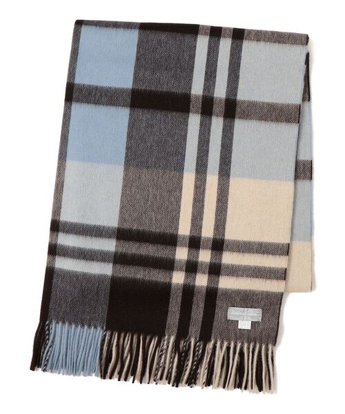 Joshua Ellis:カシミヤブラックウォッチストール 70×190