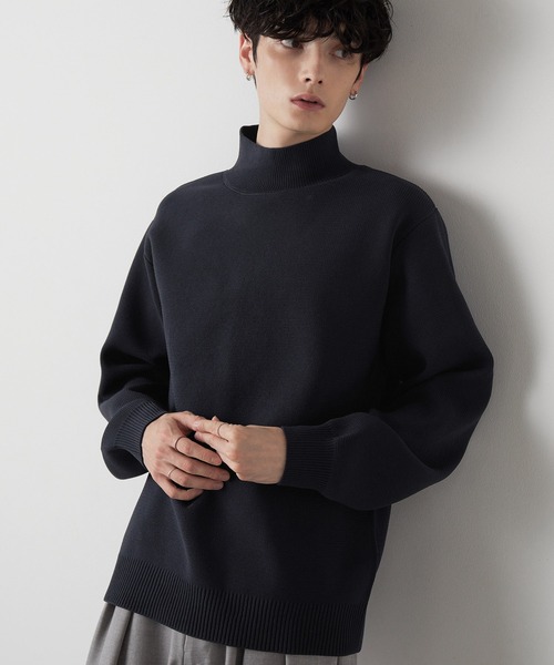 Anchor Smith（アンカー スミス）の「【 軽量 × 抗ピリング × ウォッシャブル × 帯電防止 】7G捲縮ニット オーバーサイズ モックネックセーター（ニット/セーター・メンズ・グリーン系1/グレイッシュブルー/アイボリー/ブラウン/ブラック/グレイッシュベージュ/チャコール/グリーン/ライトブルー/モカ/オリーブ/ライトベージュ/ライトグレー/グレー/ダークブラウン/ダークネイビー/ワイン・L/M）」の16枚目の写真