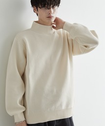 Anchor Smith | 【 軽量 × 抗ピリング × ウォッシャブル × 帯電防止 】7G捲縮ニット オーバーサイズ モックネックセーター(ニット/セーター)