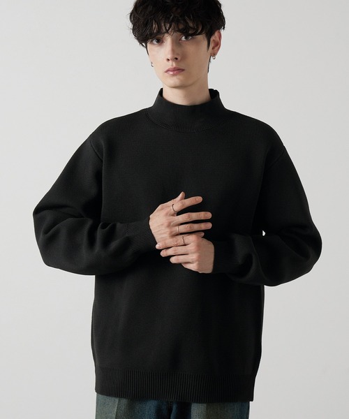 CINOH　モックネックオーバサイズ　スリットネックウール100%ニット Anchor Smith（アンカー スミス）の「【 軽量 × 抗ピリング