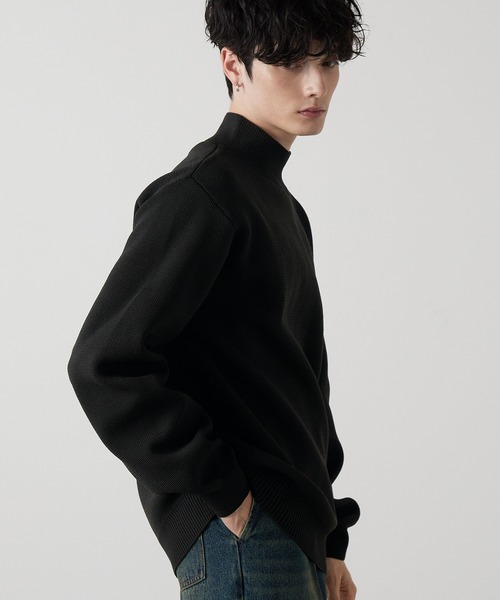 Anchor Smith（アンカー スミス）の「【 軽量 × 抗ピリング × ウォッシャブル × 帯電防止 】7G捲縮ニット オーバーサイズ モックネックセーター（ニット/セーター・メンズ・グリーン系1/グレイッシュブルー/アイボリー/ブラウン/ブラック/グレイッシュベージュ/チャコール/グリーン/ライトブルー/モカ/オリーブ/ライトベージュ/ライトグレー/グレー/ダークブラウン/ダークネイビー/ワイン・L/M）」の20枚目の写真