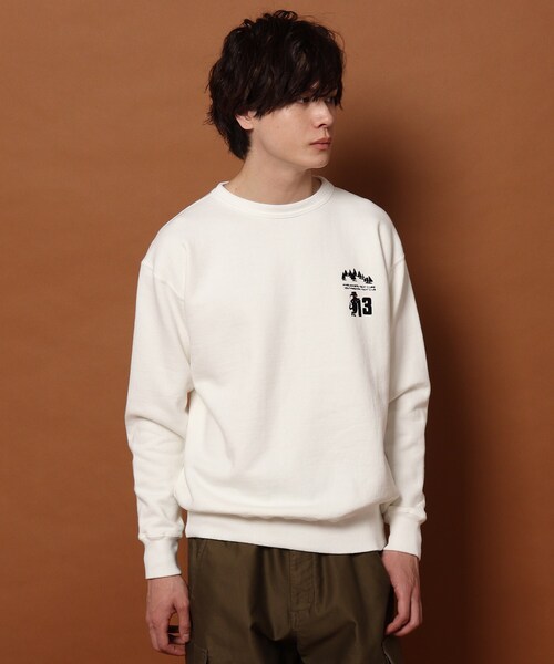 DRESSTERIOR（ドレステリア）の「◆DUBBLE WORKS フロッキープリント トレーナー（スウェット・メンズ・グレー系その他2/ホワイト系1・94/91/92）」の14枚目の写真