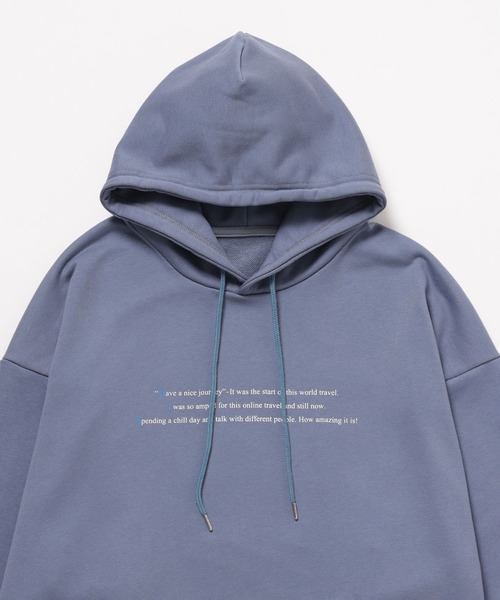 JUNRED（ジュンレッド）の「HIS×JUNRed feat.msy. プルパーカー（パーカー・メンズ・ブルー/ホワイト/チャコールグレー・LL/M/L）」の4枚目の写真